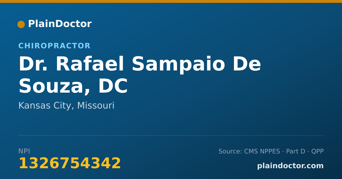 Shareable card for Rafael Sampaio De Souza, DC - Chiropractor, Kansas City, MO