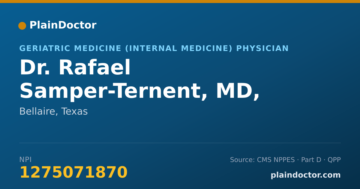Shareable card for Rafael Samper-Ternent, MD, PHD - Geriatric Medicine (Internal Medicine) Physician, Bellaire, TX