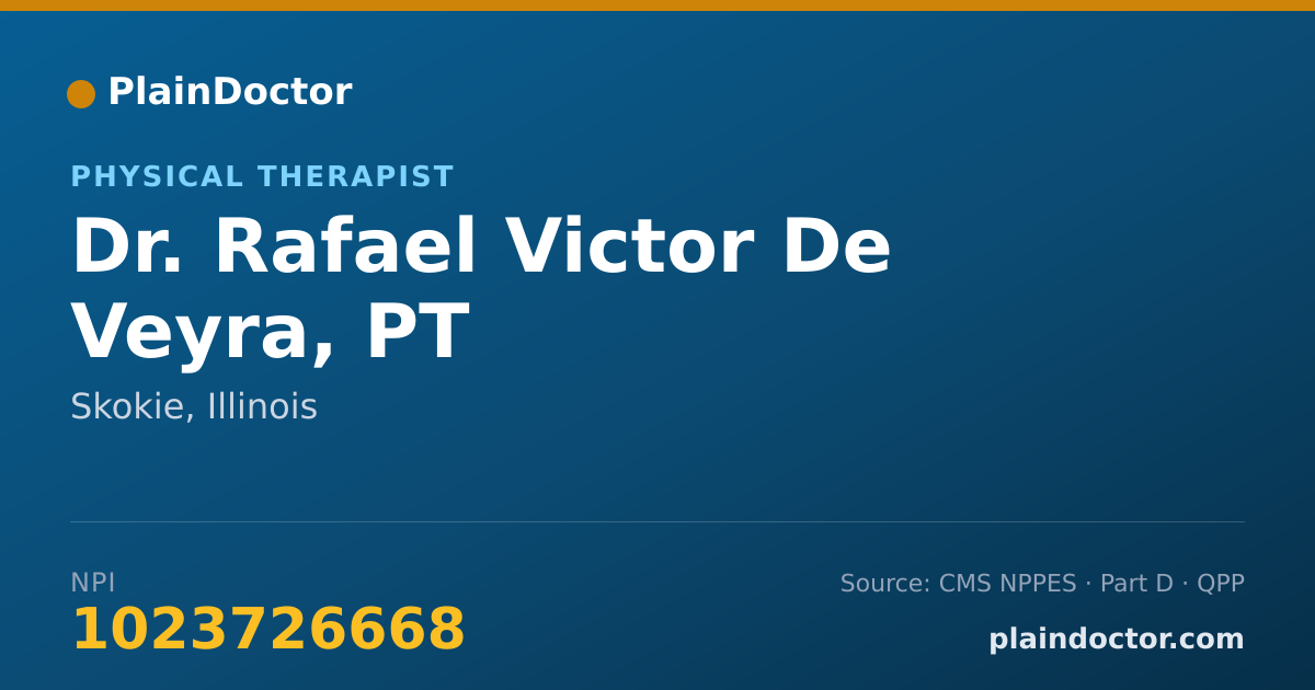 Shareable card for Rafael Victor De Veyra, PT - Physical Therapist, Skokie, IL