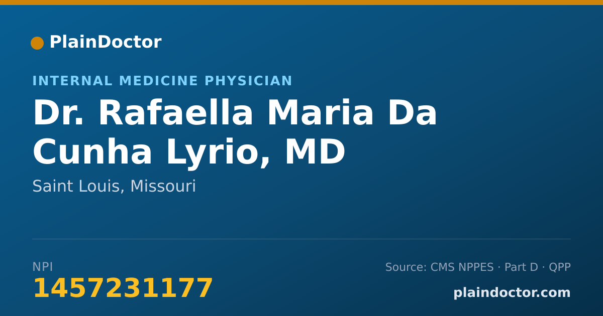 Shareable card for Rafaella Maria Da Cunha Lyrio, MD - Internal Medicine Physician, Saint Louis, MO