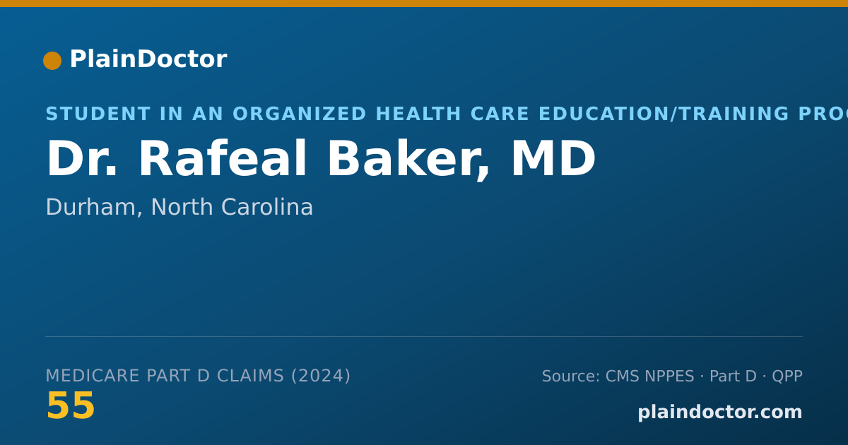 Shareable card for Rafeal Baker, MD - Student in an Organized Health Care Education/Training Program, Durham, NC