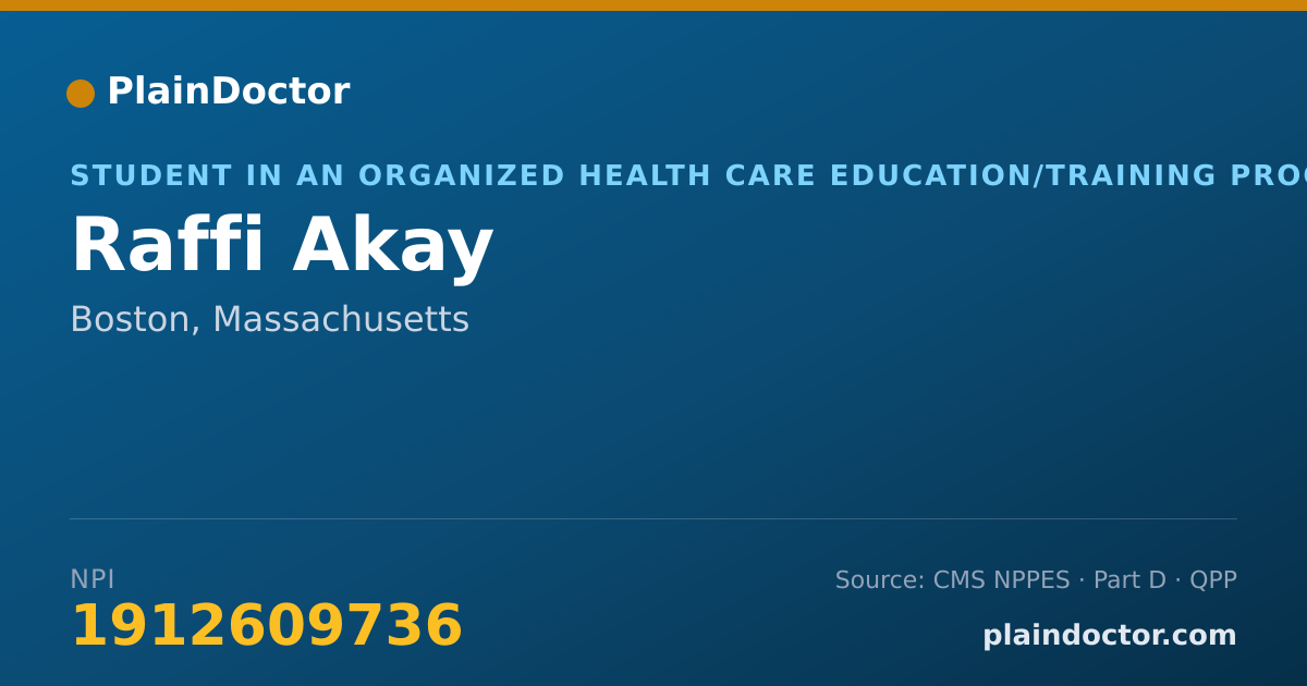 Shareable card for Raffi Akay - Student in an Organized Health Care Education/Training Program, Boston, MA