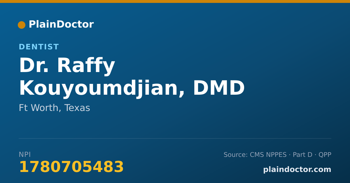 Shareable card for Raffy Kouyoumdjian, DMD - Dentist, Ft Worth, TX