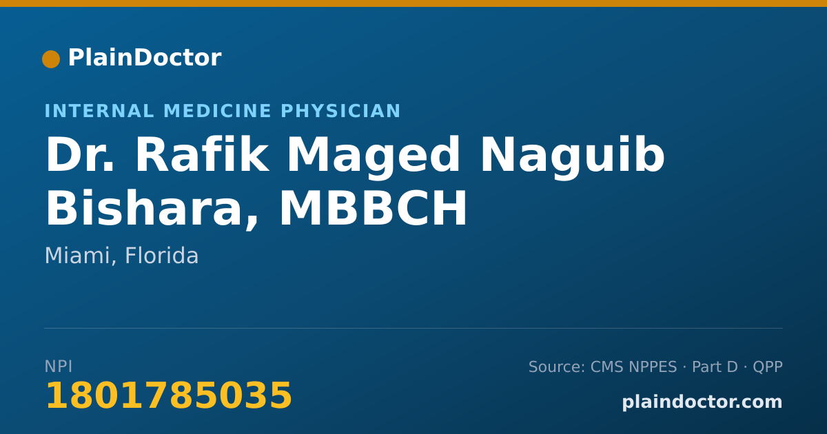 Shareable card for Rafik Maged Naguib Bishara, MBBCH - Internal Medicine Physician, Miami, FL