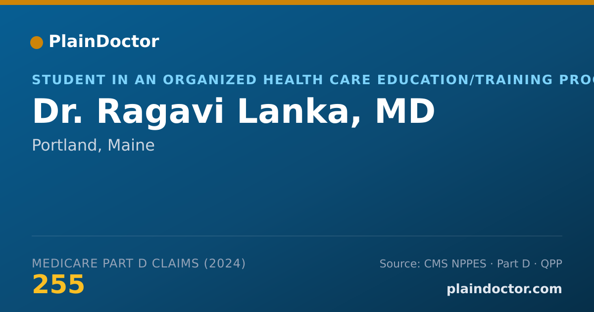 Shareable card for Ragavi Lanka, MD - Student in an Organized Health Care Education/Training Program, Portland, ME