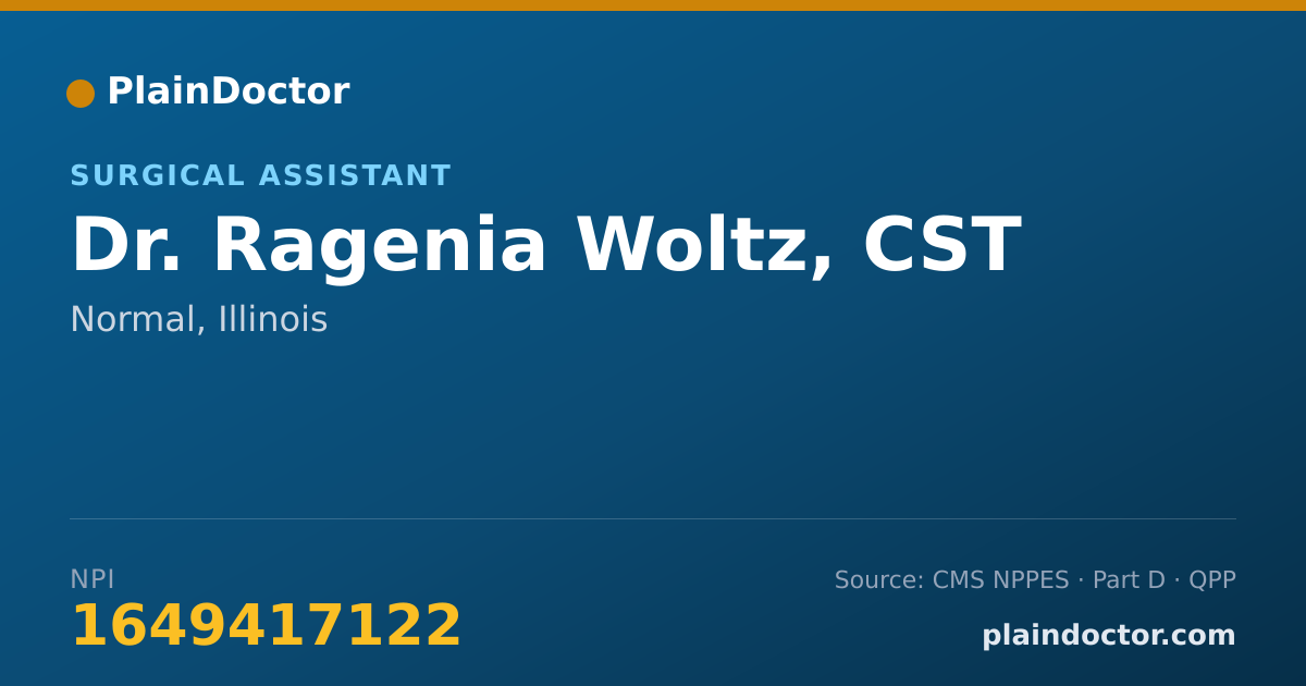 Shareable card for Ragenia Woltz, CST - Surgical Assistant, Normal, IL