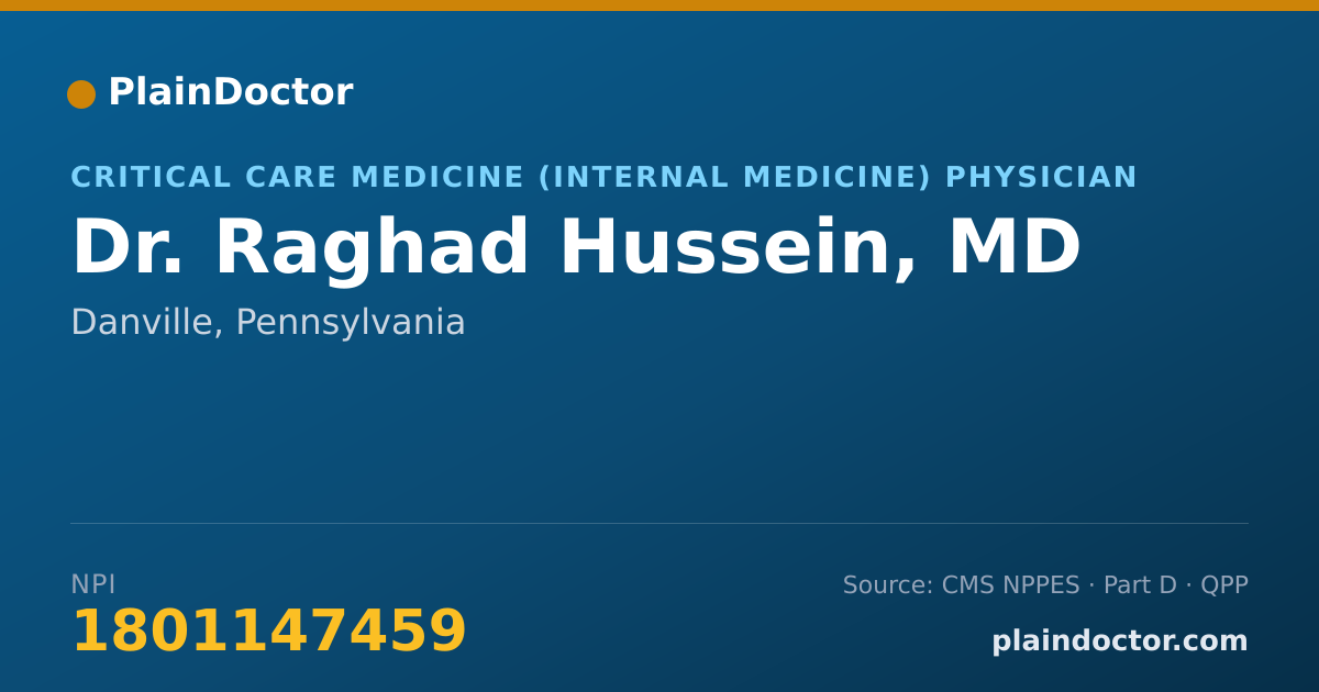 Shareable card for Raghad Hussein, MD - Critical Care Medicine (Internal Medicine) Physician, Danville, PA