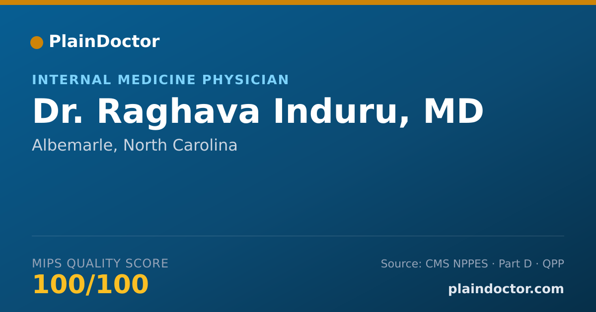 Shareable card for Raghava Induru, MD - Internal Medicine Physician, Albemarle, NC