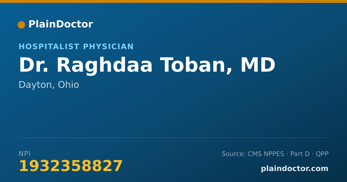 Shareable card for Raghdaa Toban, MD - Hospitalist Physician, Dayton, OH