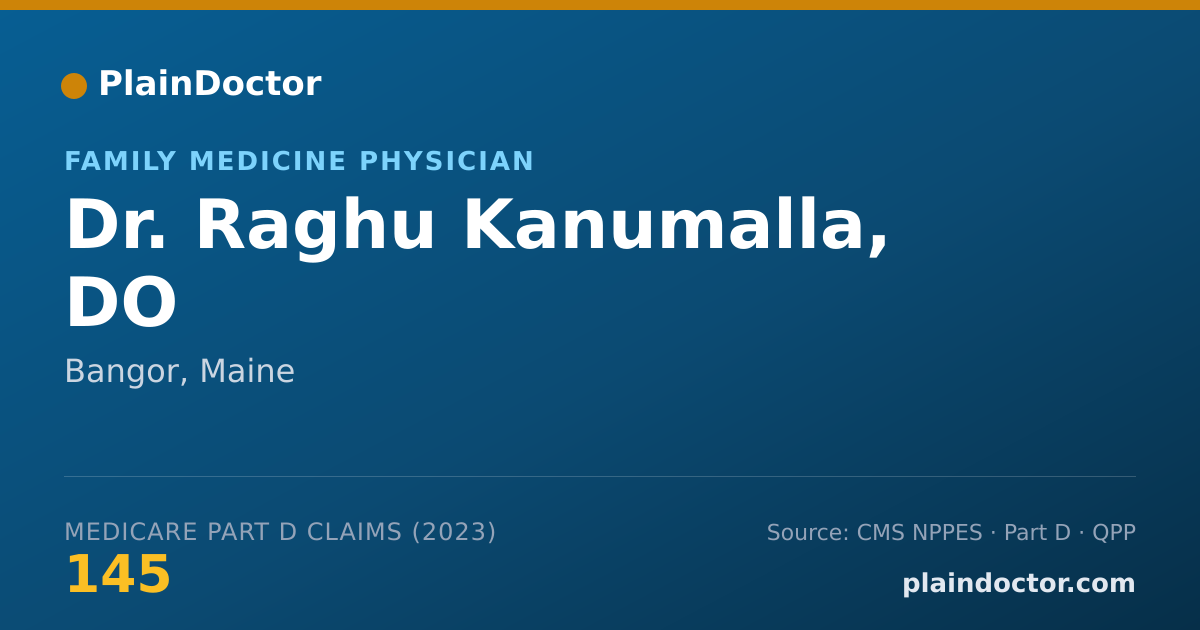 Shareable card for Raghu Kanumalla, DO - Family Medicine Physician, Bangor, ME