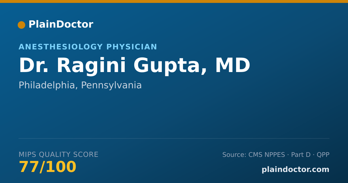 Shareable card for Ragini Gupta, MD - Anesthesiology Physician, Philadelphia, PA