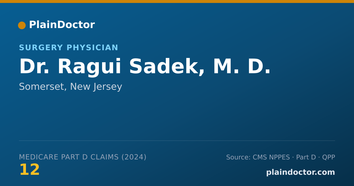 Shareable card for Ragui Sadek, M. D. - Surgery Physician, Somerset, NJ