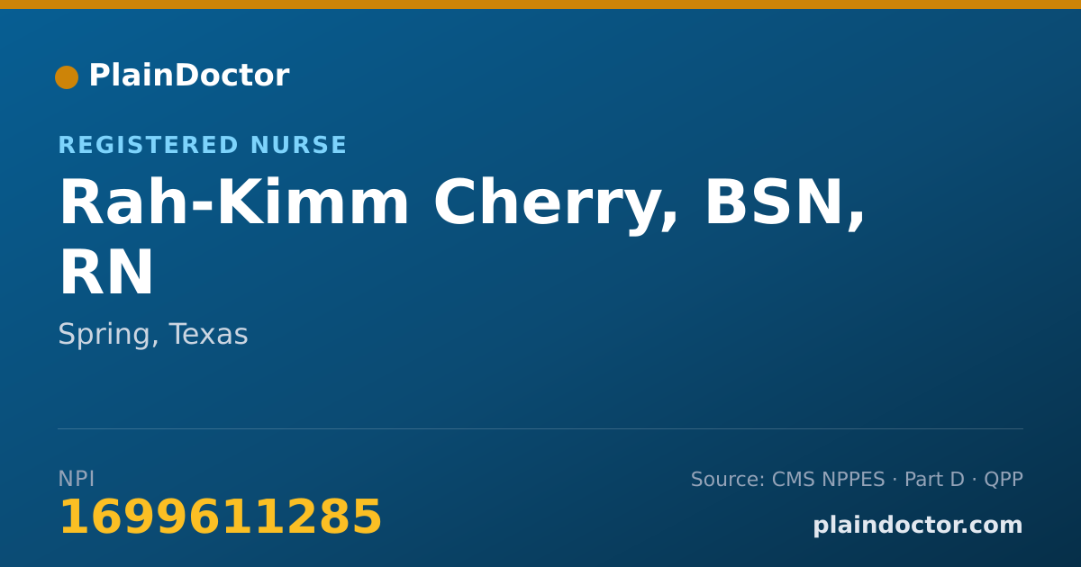 Shareable card for Rah-Kimm Cherry, BSN, RN - Registered Nurse, Spring, TX