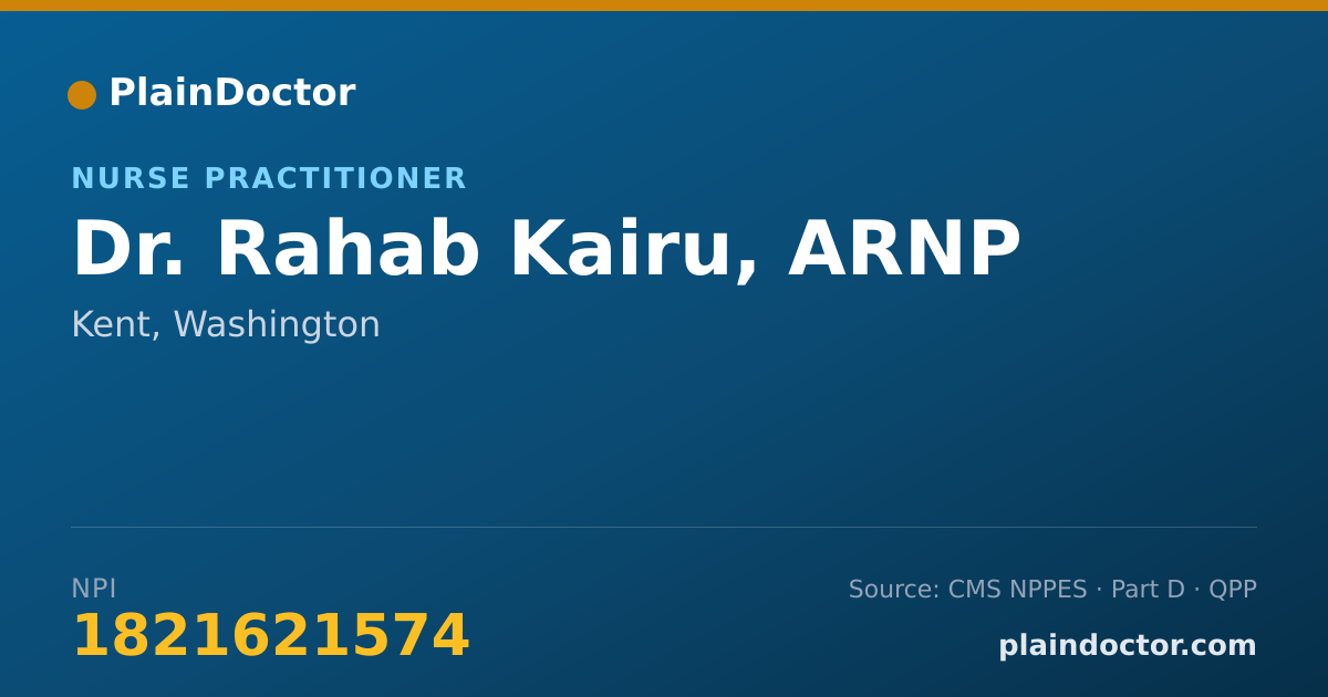 Shareable card for Rahab Kairu, ARNP - Nurse Practitioner, Kent, WA