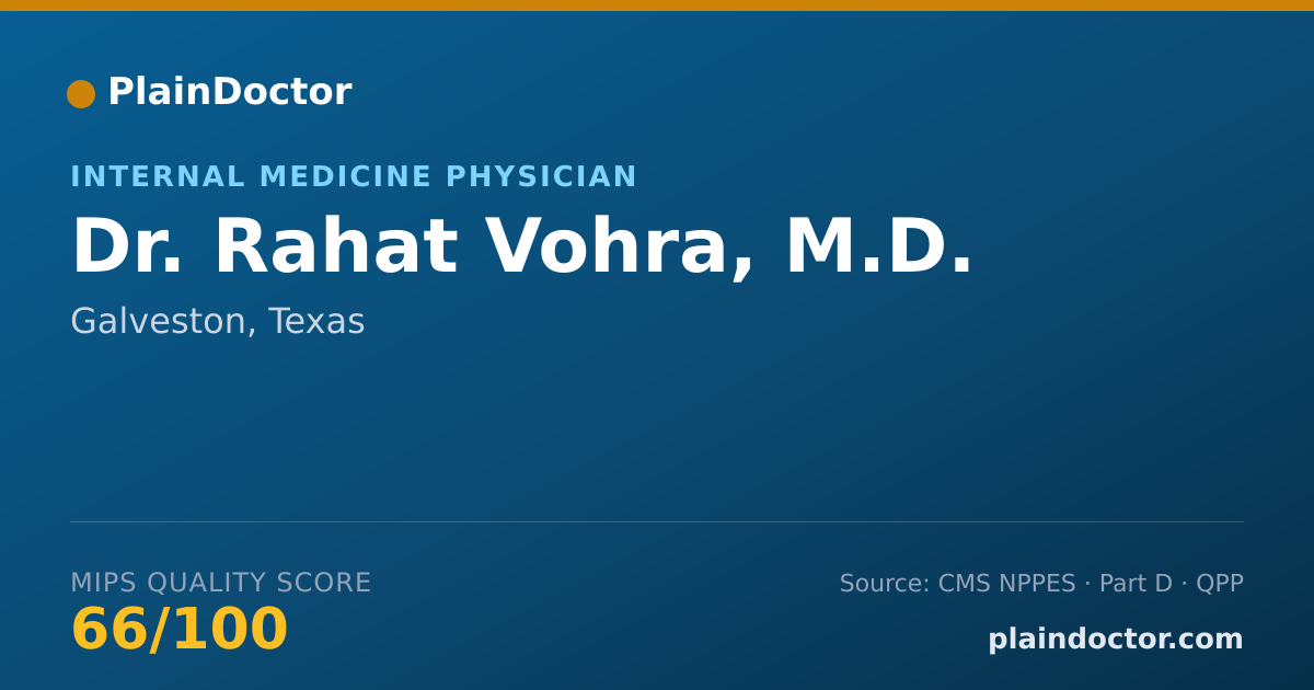 Shareable card for Rahat Vohra, M.D. - Internal Medicine Physician, Galveston, TX