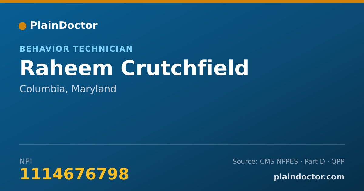 Shareable card for Raheem Crutchfield - Behavior Technician, Columbia, MD