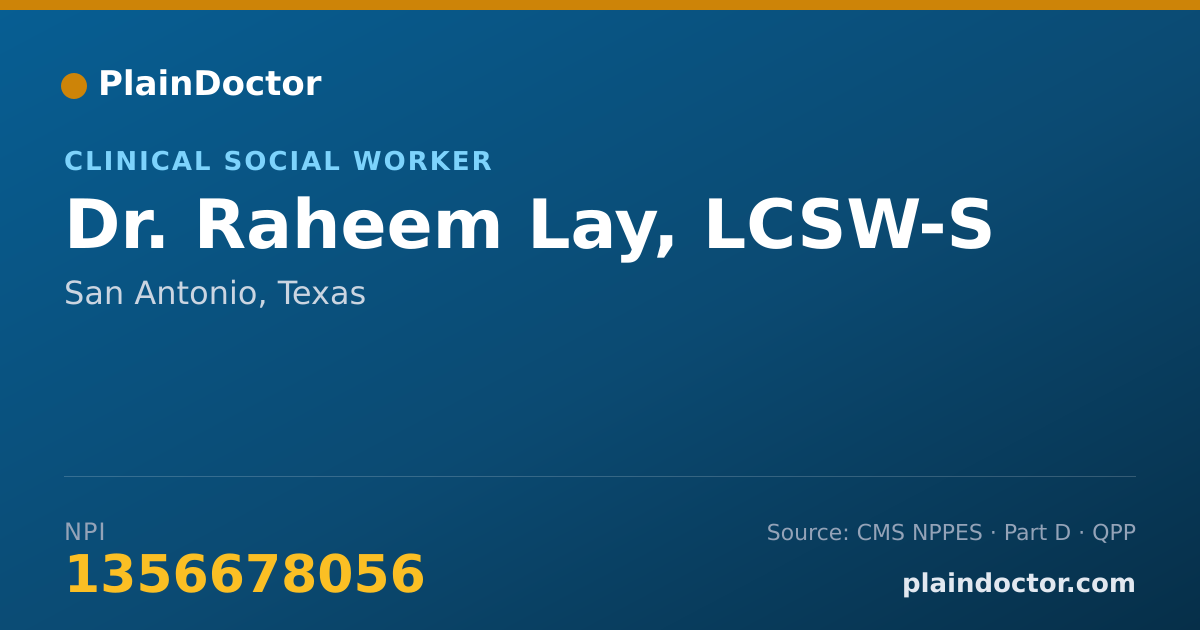 Shareable card for Raheem Lay, LCSW-S - Clinical Social Worker, San Antonio, TX