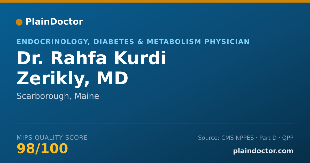 Shareable card for Rahfa Kurdi Zerikly, MD - Endocrinology, Diabetes & Metabolism Physician, Scarborough, ME