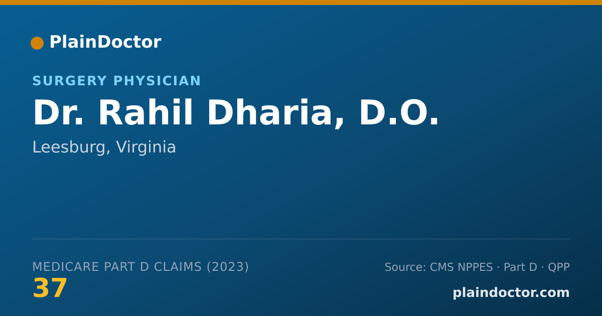Shareable card for Rahil Dharia, D.O. - Surgery Physician, Leesburg, VA