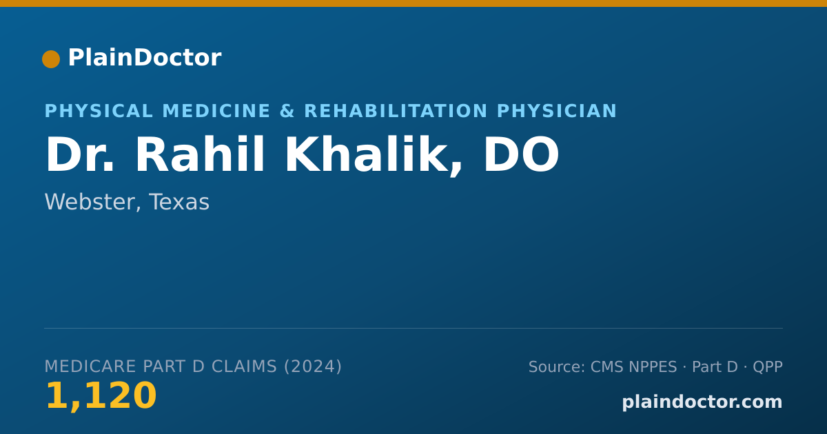Shareable card for Rahil Khalik, DO - Physical Medicine & Rehabilitation Physician, Webster, TX
