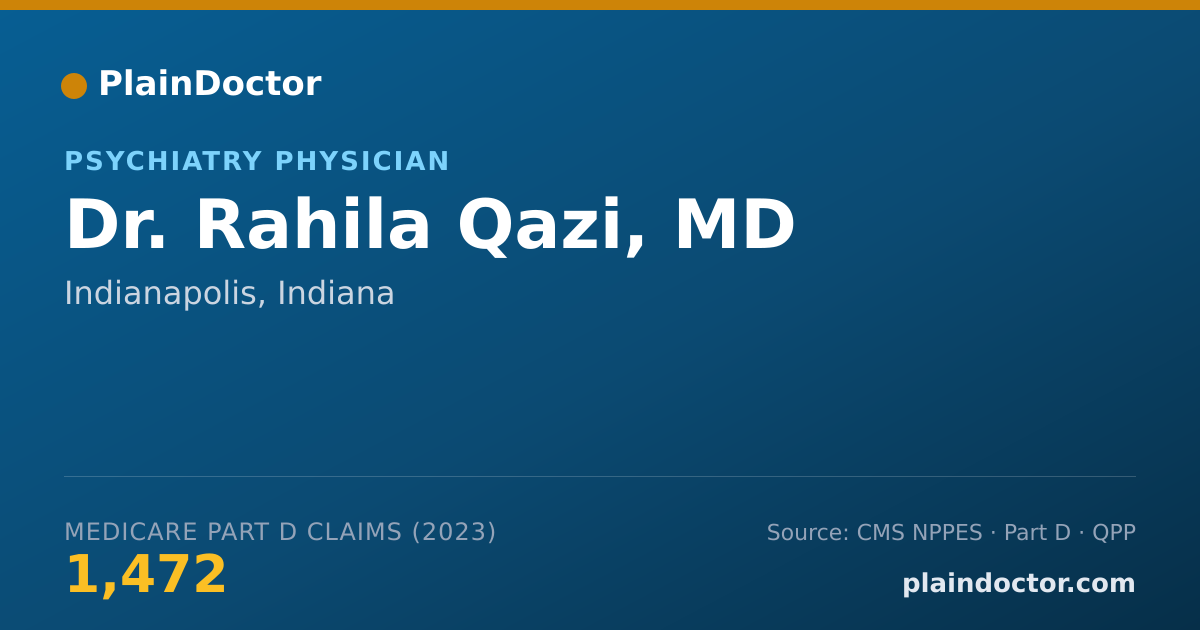 Shareable card for Rahila Qazi, MD - Psychiatry Physician, Indianapolis, IN