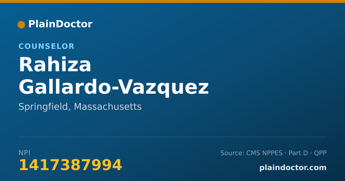 Shareable card for Rahiza Gallardo-Vazquez - Counselor, Springfield, MA
