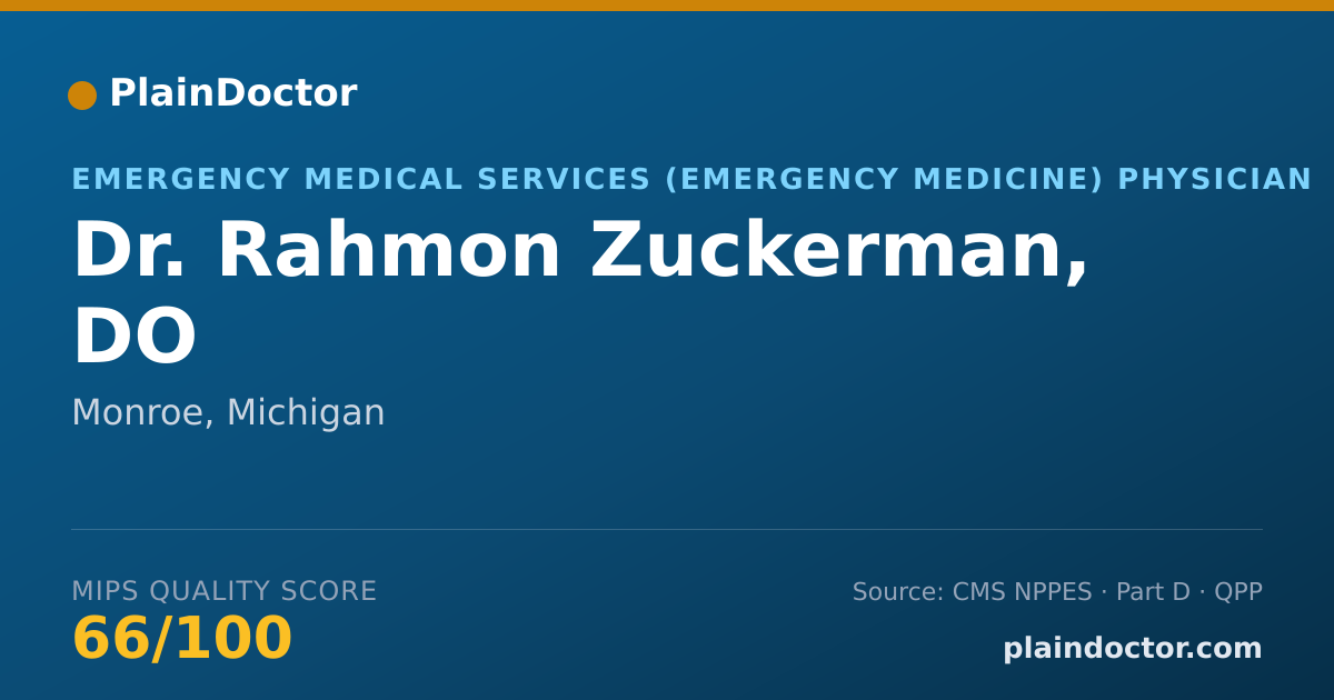 Shareable card for Rahmon Zuckerman, DO - Emergency Medical Services (Emergency Medicine) Physician, Monroe, MI