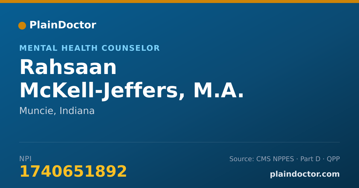 Shareable card for Rahsaan McKell-Jeffers, M.A. - Mental Health Counselor, Muncie, IN