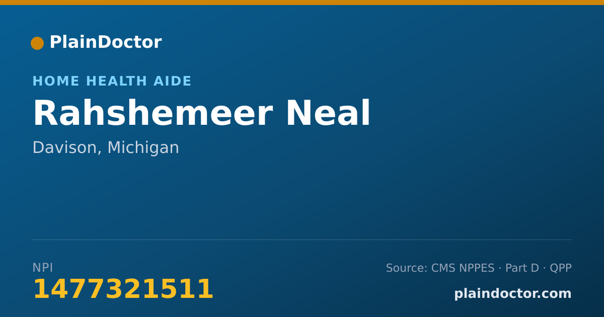 Shareable card for Rahshemeer Neal - Home Health Aide, Davison, MI