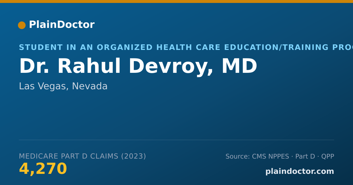 Shareable card for Rahul Devroy, MD - Student in an Organized Health Care Education/Training Program, Las Vegas, NV