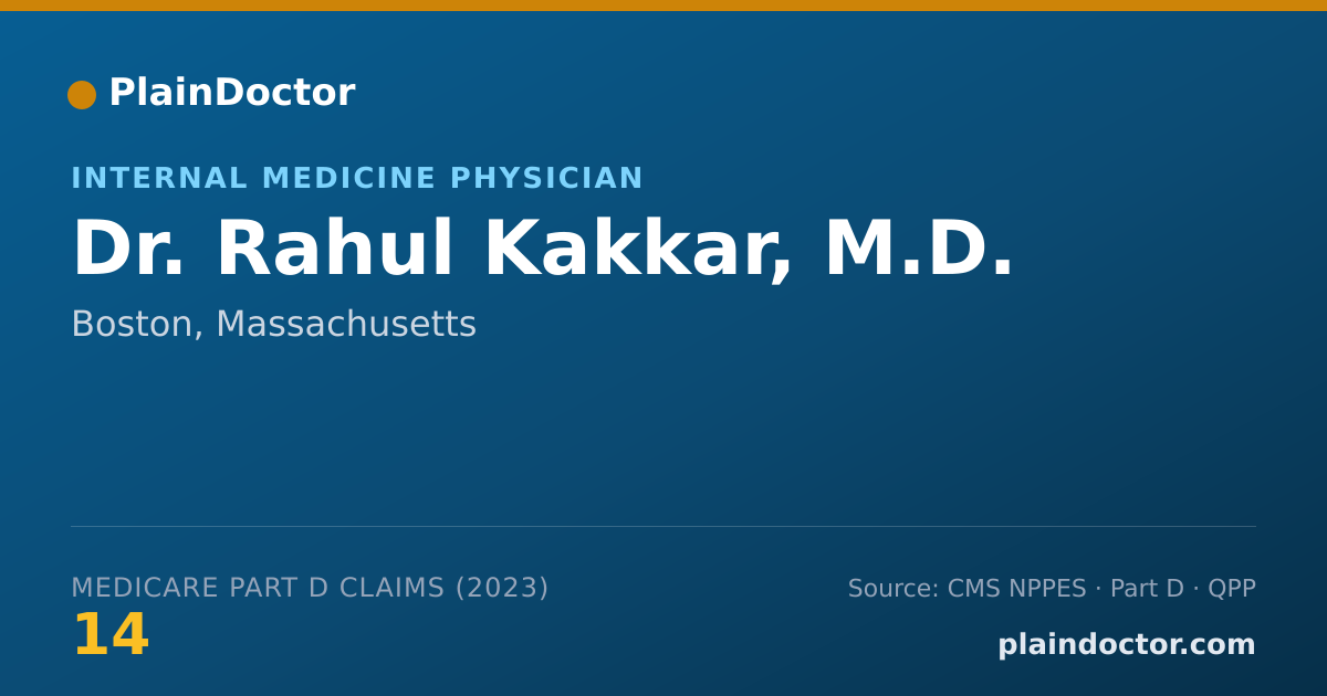 Shareable card for Rahul Kakkar, M.D. - Internal Medicine Physician, Boston, MA