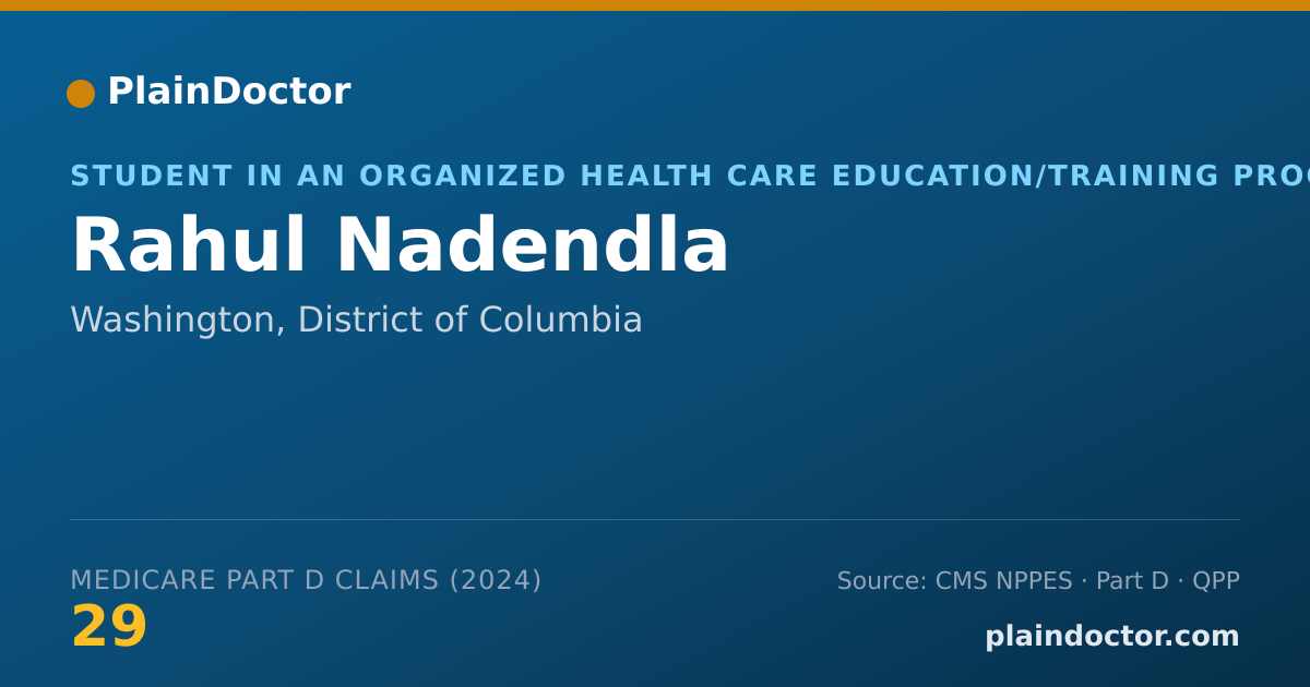 Shareable card for Rahul Nadendla - Student in an Organized Health Care Education/Training Program, Washington, DC