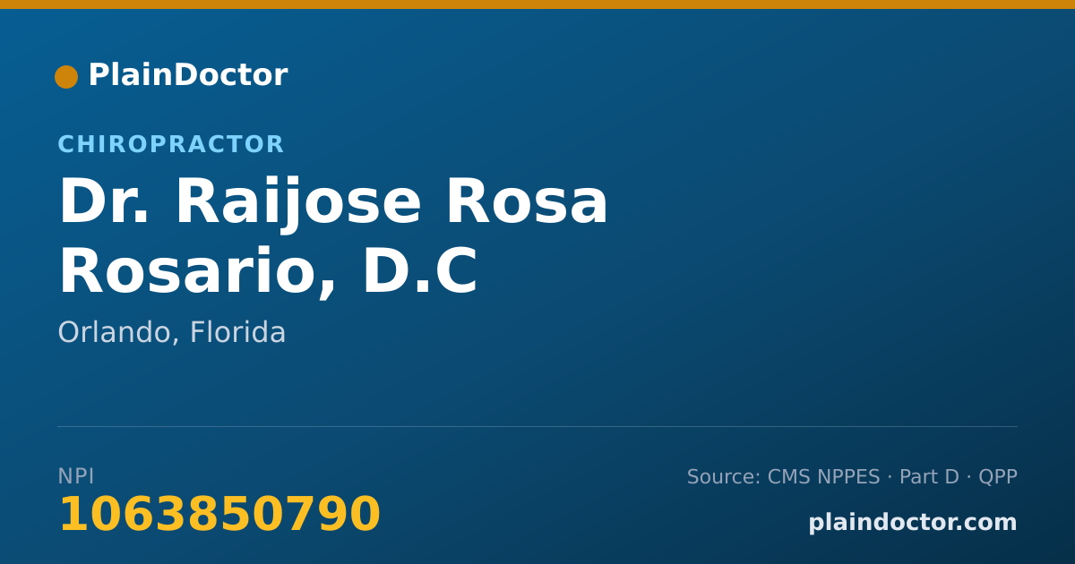 Shareable card for Raijose Rosa Rosario, D.C - Chiropractor, Orlando, FL