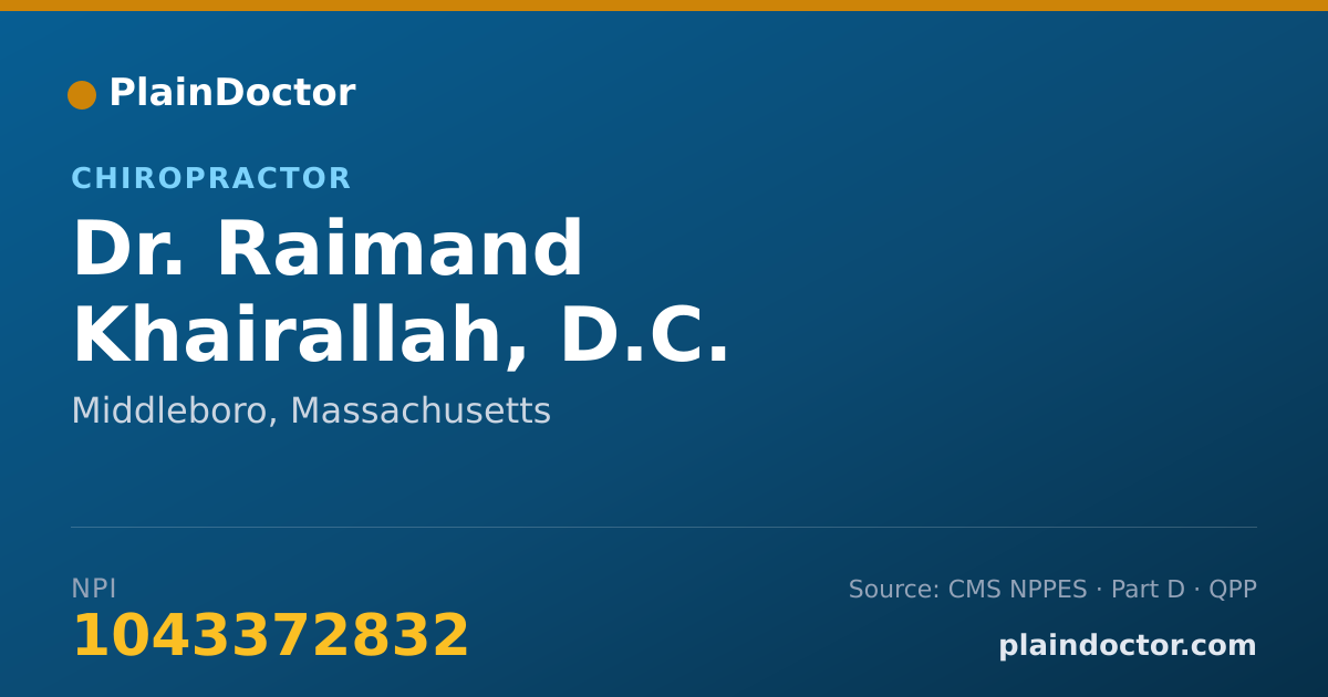 Shareable card for Raimand Khairallah, D.C. - Chiropractor, Middleboro, MA