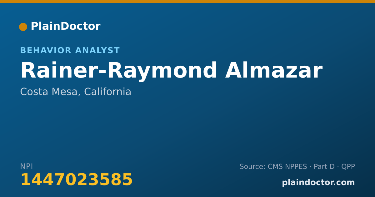 Shareable card for Rainer-Raymond Almazar - Behavior Analyst, Costa Mesa, CA