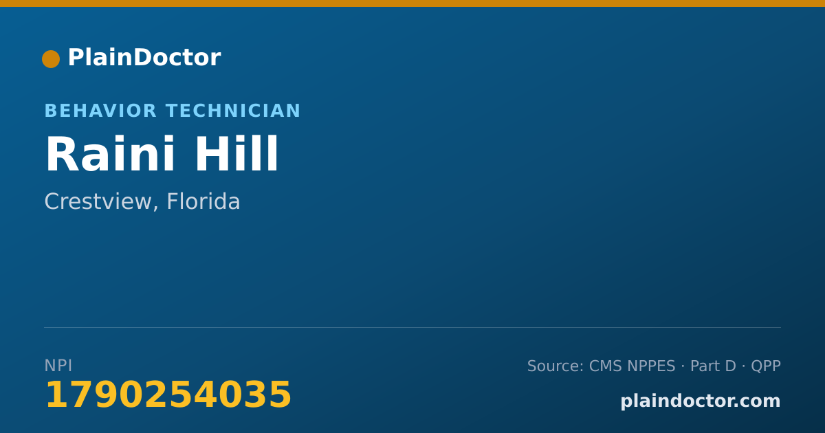 Shareable card for Raini Hill - Behavior Technician, Crestview, FL