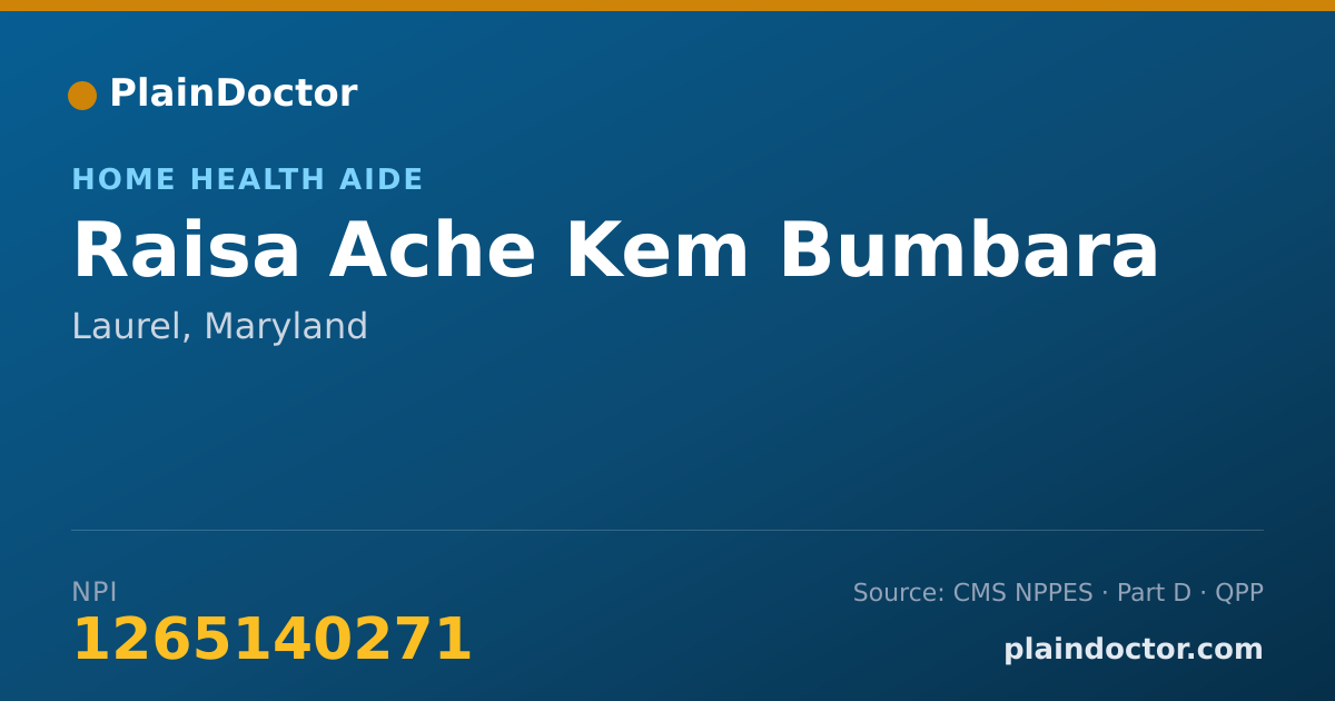 Shareable card for Raisa Ache Kem Bumbara - Home Health Aide, Laurel, MD