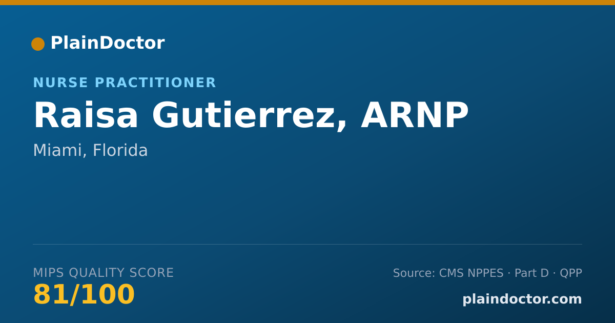 Shareable card for Raisa Gutierrez, ARNP - Nurse Practitioner, Miami, FL