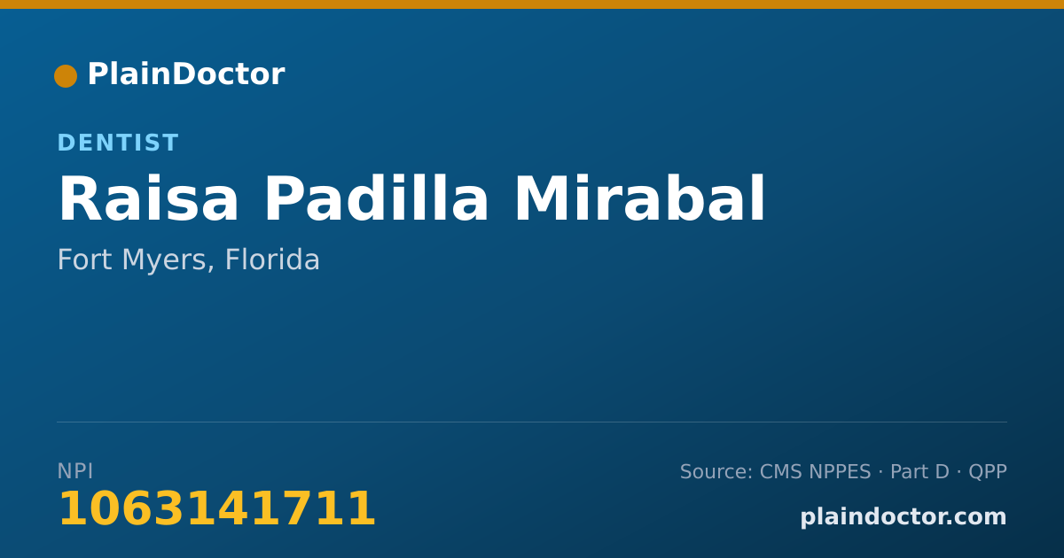 Shareable card for Raisa Padilla Mirabal - Dentist, Fort Myers, FL