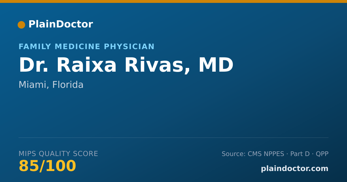 Shareable card for Raixa Rivas, MD - Family Medicine Physician, Miami, FL