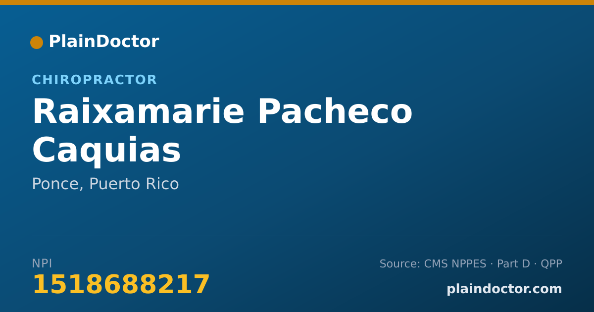 Shareable card for Raixamarie Pacheco Caquias - Chiropractor, Ponce, PR