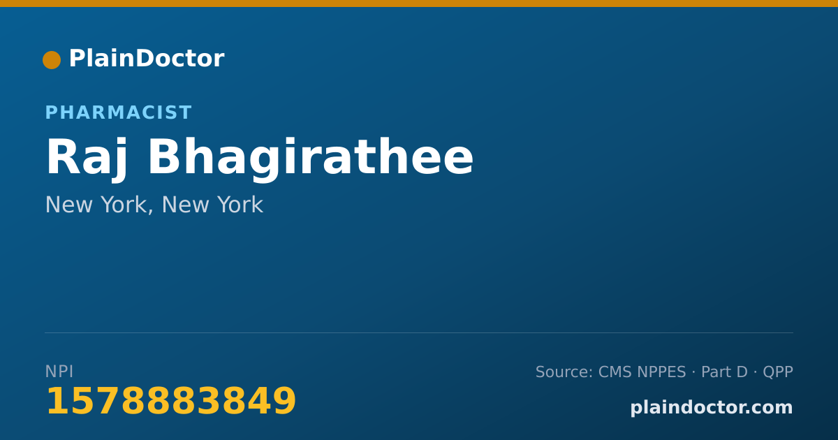 Shareable card for Raj Bhagirathee - Pharmacist, New York, NY