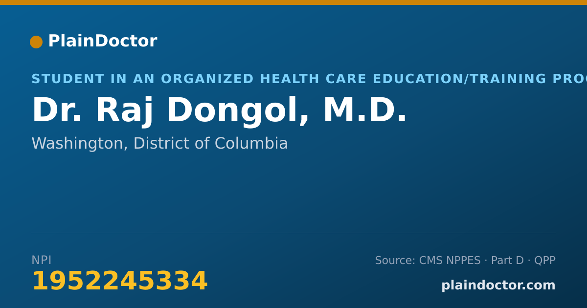 Shareable card for Raj Dongol, M.D. - Student in an Organized Health Care Education/Training Program, Washington, DC