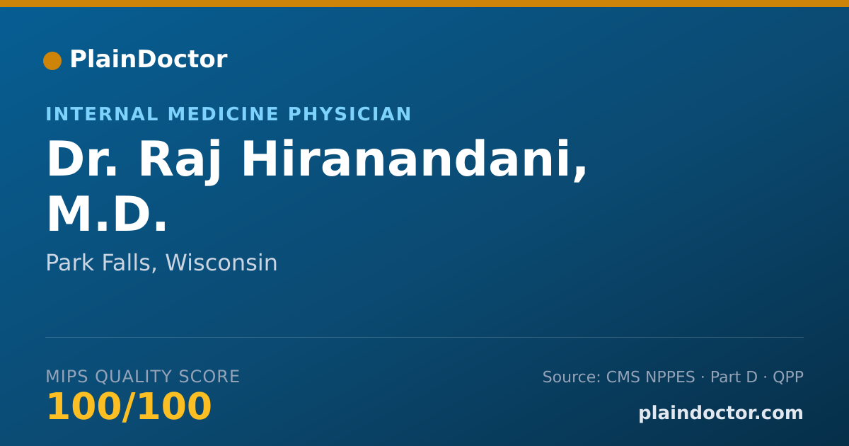 Shareable card for Raj Hiranandani, M.D. - Internal Medicine Physician, Park Falls, WI