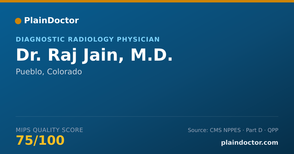 Shareable card for Raj Jain, M.D. - Diagnostic Radiology Physician, Pueblo, CO