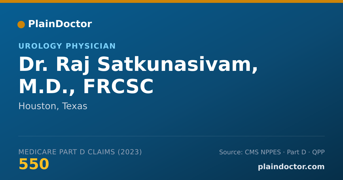 Shareable card for Raj Satkunasivam, M.D., FRCSC - Urology Physician, Houston, TX