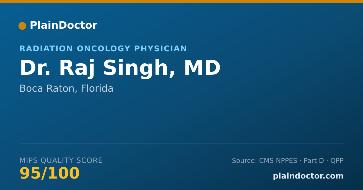 Shareable card for Raj Singh, MD - Radiation Oncology Physician, Boca Raton, FL