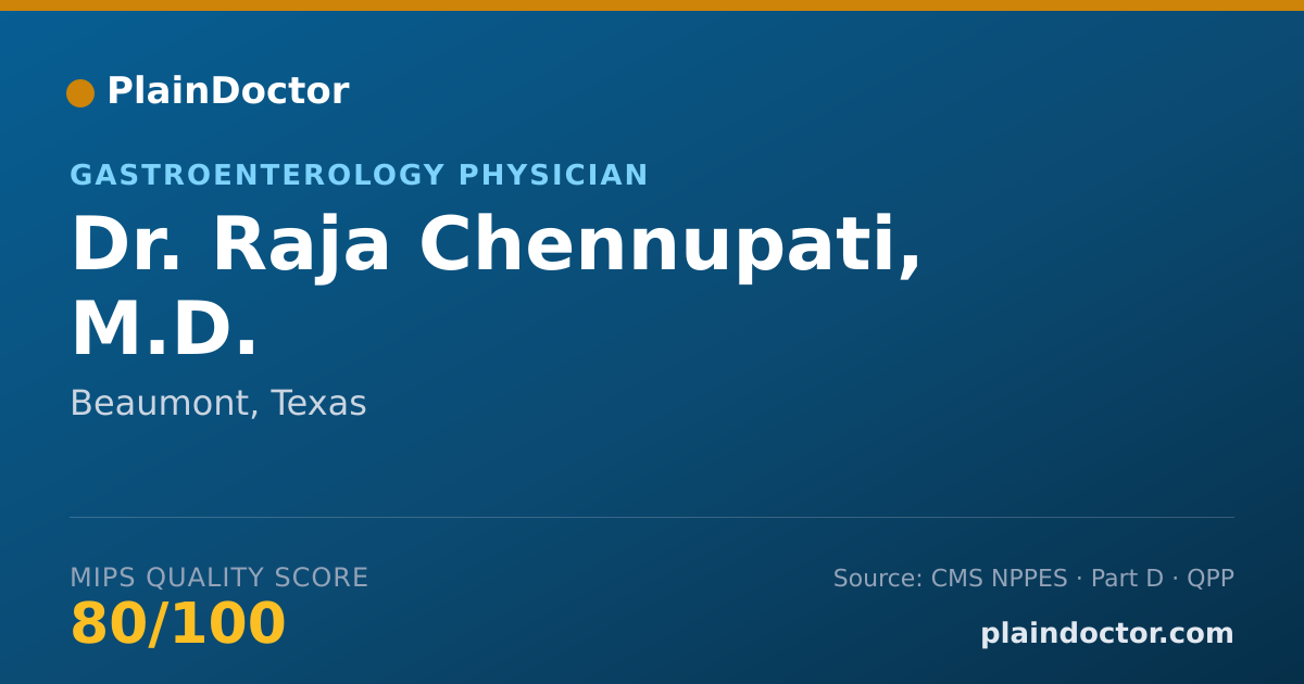 Shareable card for Raja Chennupati, M.D. - Gastroenterology Physician, Beaumont, TX