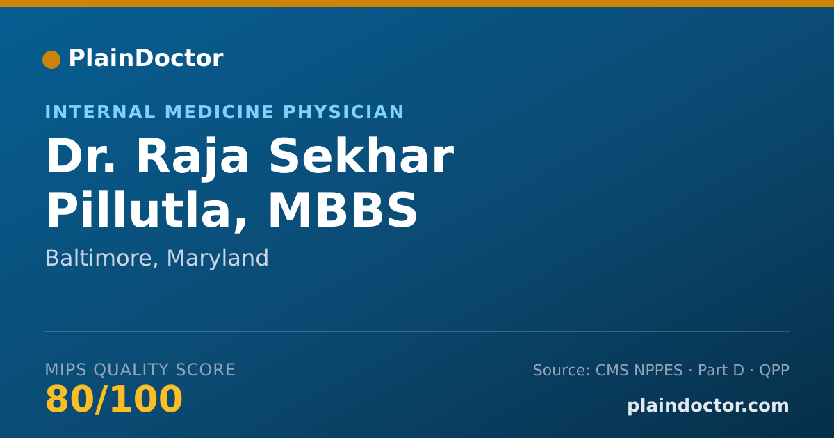 Shareable card for Raja Sekhar Pillutla, MBBS - Internal Medicine Physician, Baltimore, MD