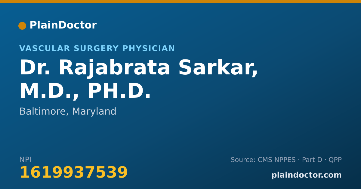 Shareable card for Rajabrata Sarkar, M.D., PH.D. - Vascular Surgery Physician, Baltimore, MD